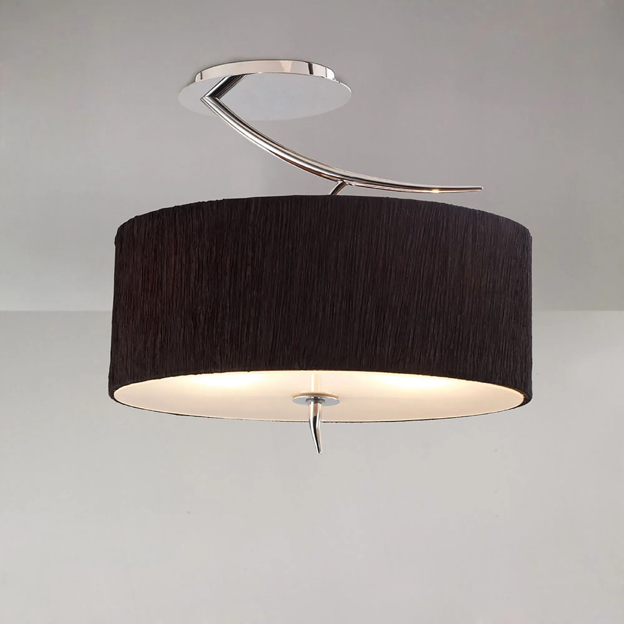 Eve Polished Chrome-Black Ceiling Lights Mantra Semi Flush Fittings Eve Polished Chrome-Black Ceiling Lights Mantra Semi Flush Fittings